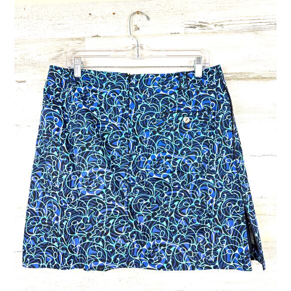Sport Haley Womens 10 Blue Green Paisley Navy Tennis Golf Athletic Skort Skirt - Picture 2 of 5